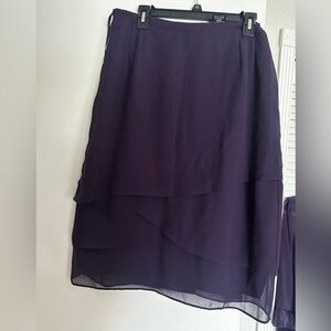 LeBoss Woman’s skirt blouse and camisole purple sheer camisole Size 16